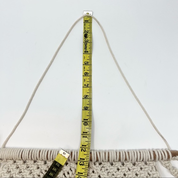 Macrame Wall Hanging Art Woven Boho Geometric Home Decor Tan Cream - Picture 9 of 9